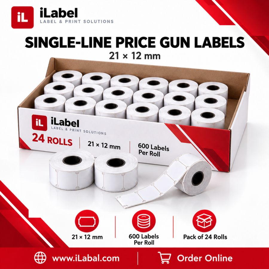 Single Line Price Gun Label/ 21mmx12mm ,600pcs/roll ,Pack of 24 Rolls